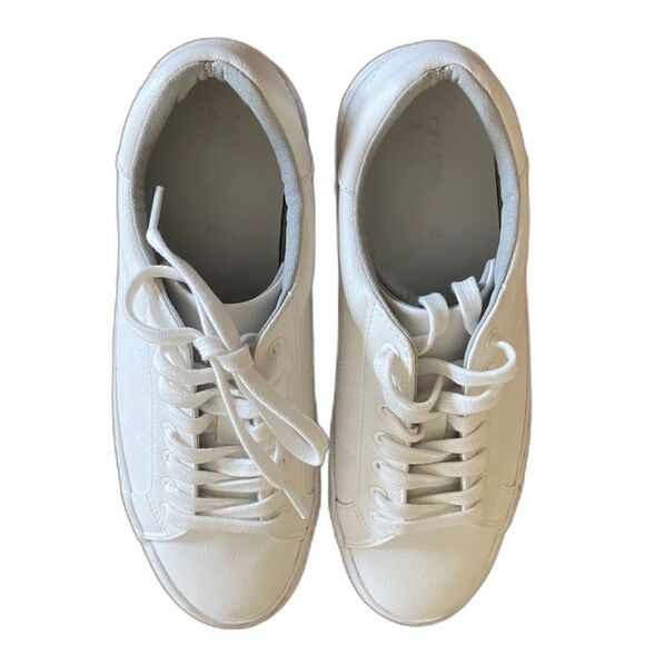Zara - Basic Platform Sneakers in White Vegan Leather - size 40 / US 9, 9.5 - Picture 9 of 9